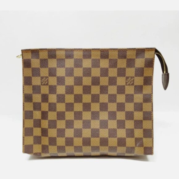 Authentic Louis Vuitton Cosmetic Pouch Poche Toilette Brown Damier mn376-010326
